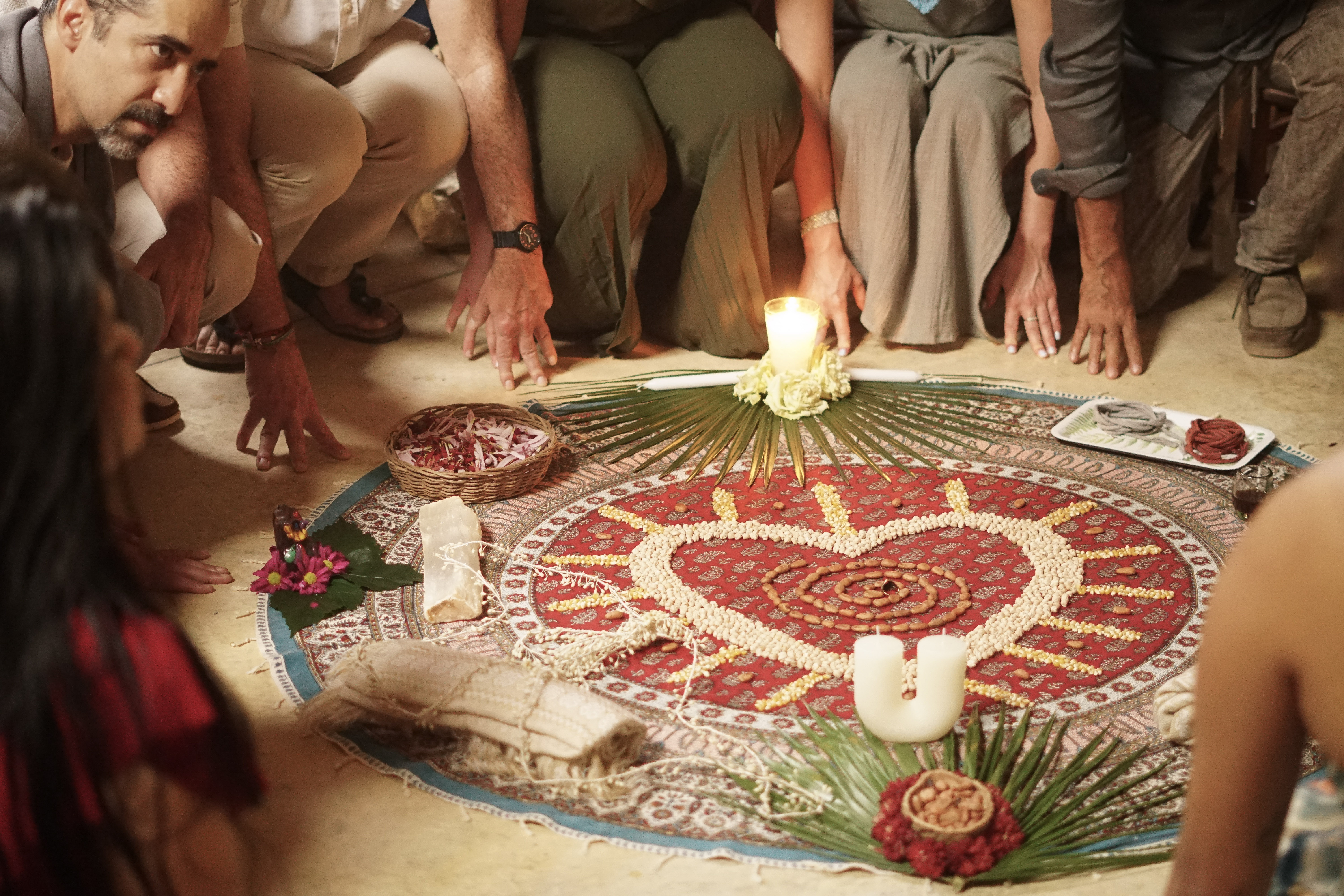 Ceremonial moment during the jungle wedding at Casa Arkaana