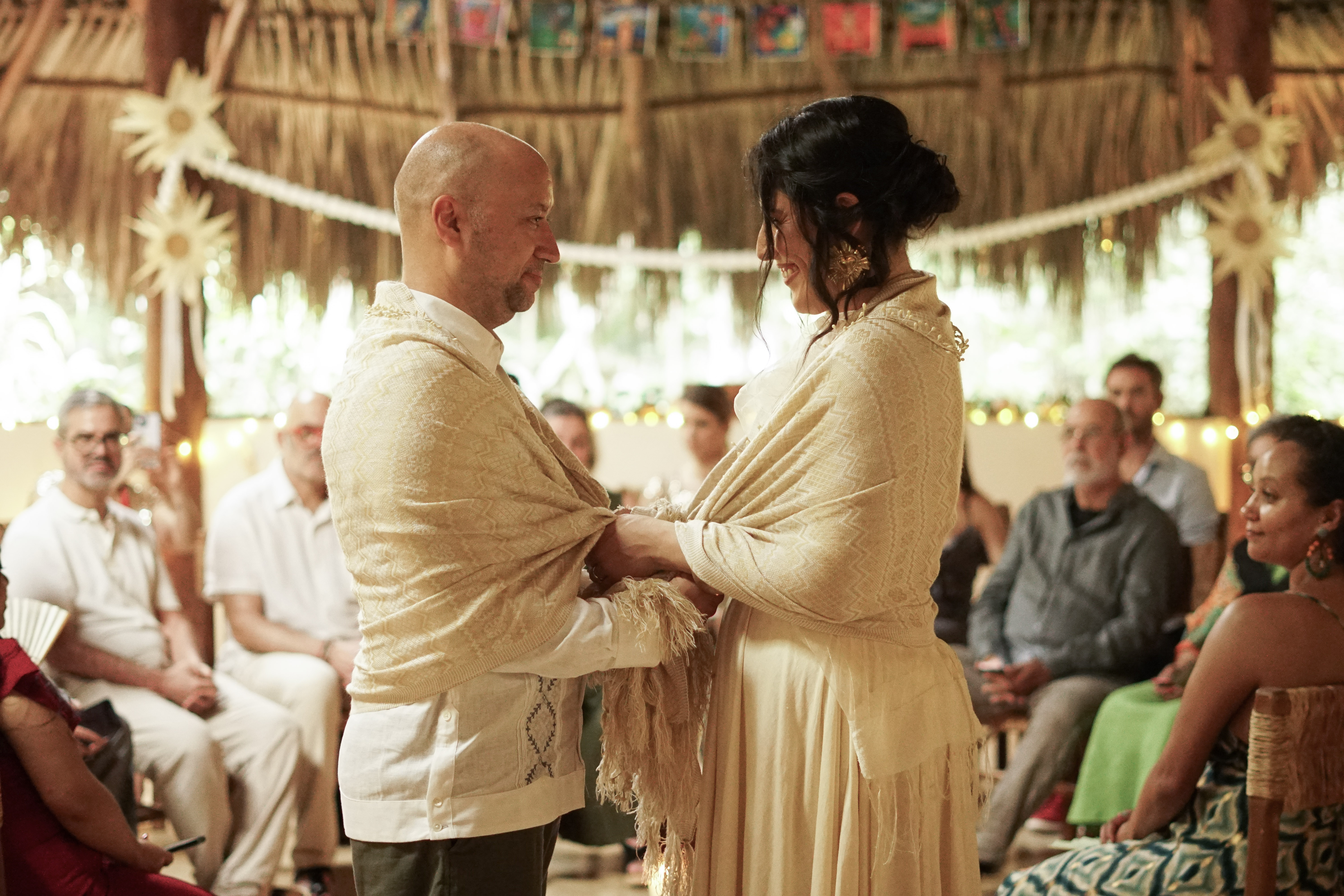 Wedding ceremony in the jungle temple at Casa Arkaana